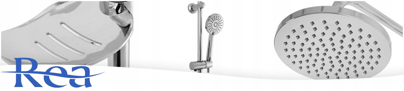 Dušo komplektas REA LUIS, chromas, montuojamas po tinku, su lietaus dušo galva