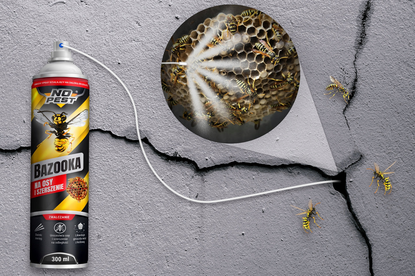 Stiprus purškiklis nuo vapsvų, širšių ir lizdų BAZOOKA 300ml