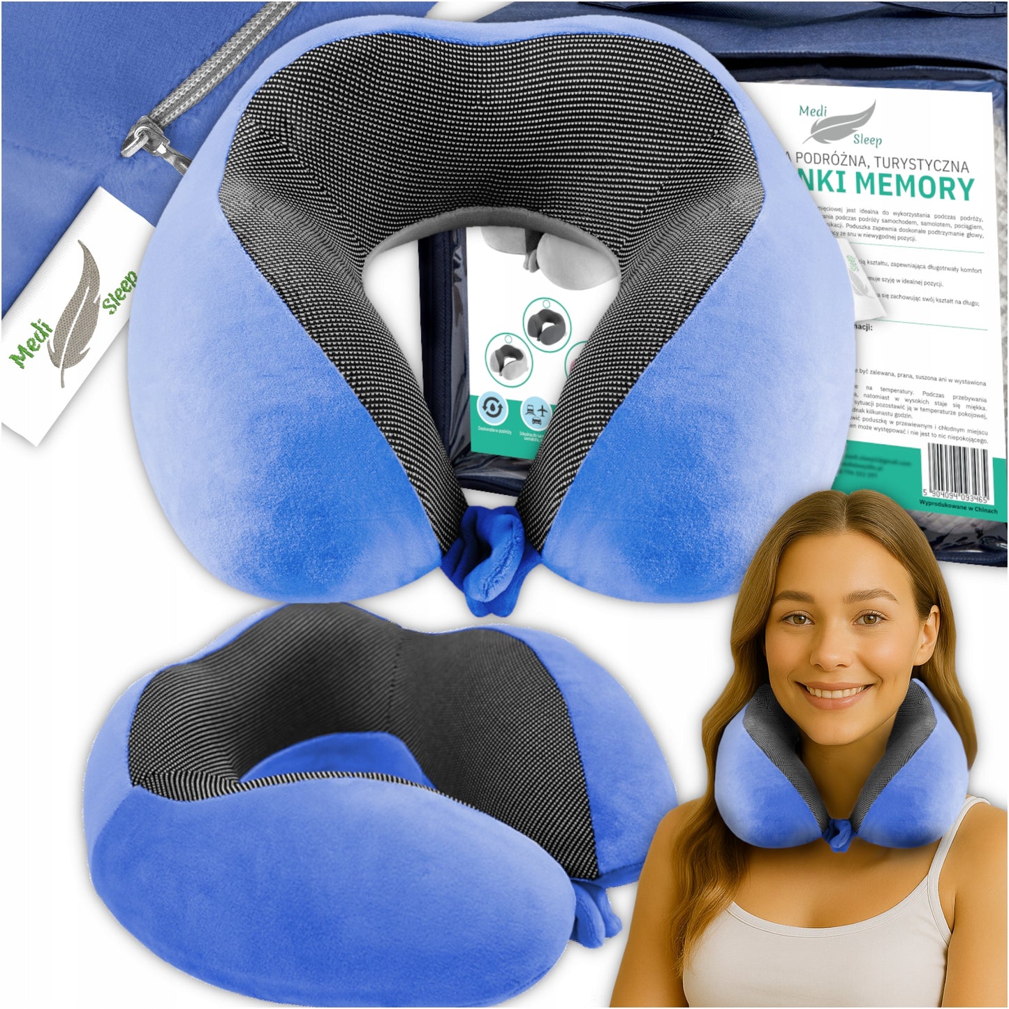 Kelioninė pagalvėlė kaklui, automobilio atrama, memory MEDI