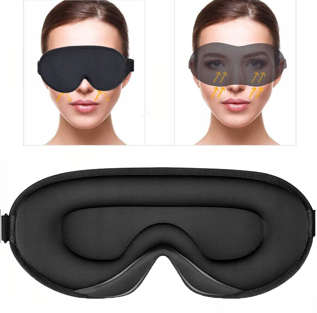 3D miego kaukė, užtemdanti 99% šviesos, reguliuojama