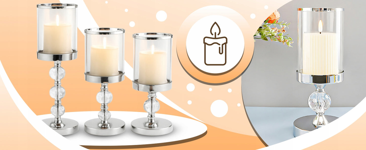 3x Stiklinės žvakidės dekoratyvinės taurės formos Glamour