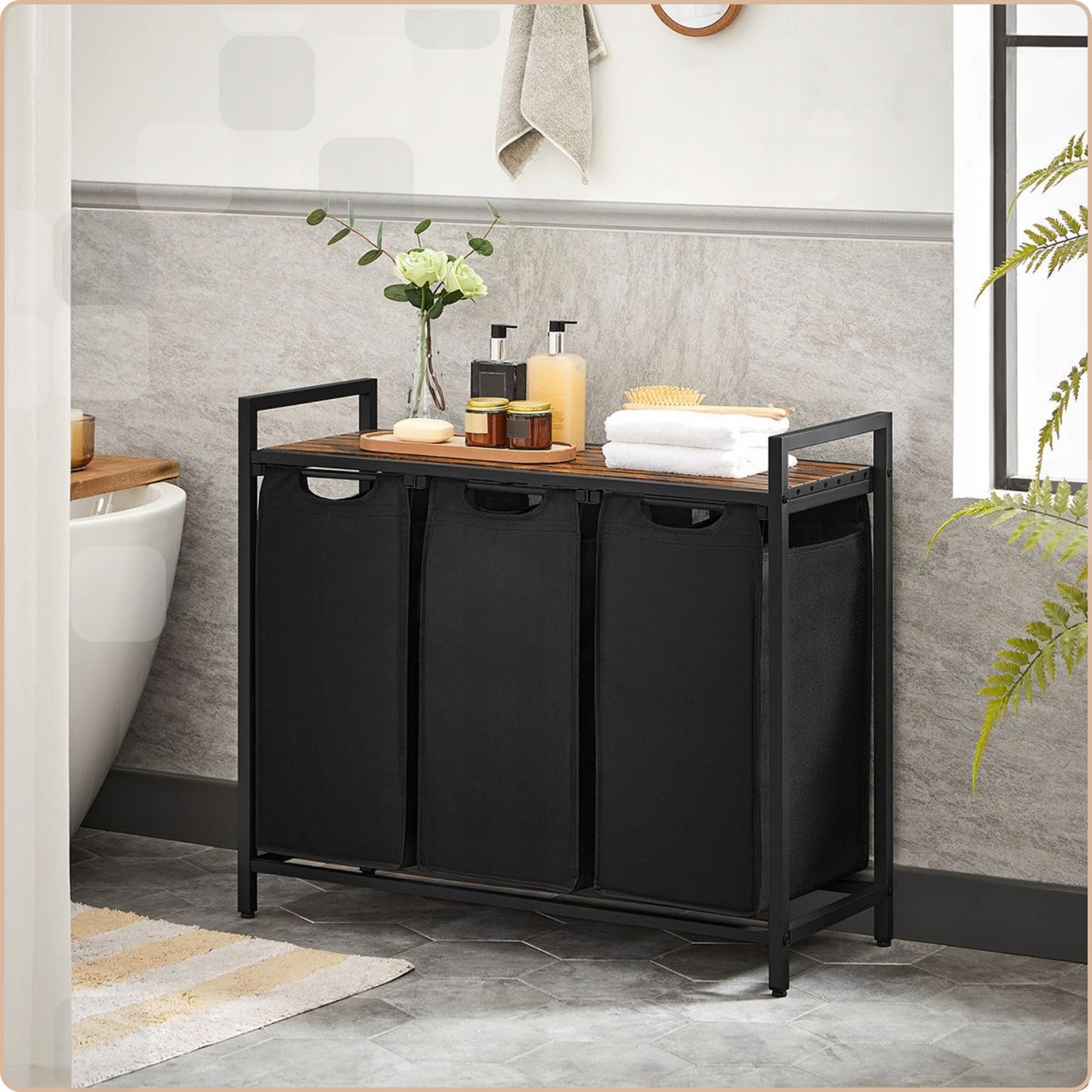 Didelis 3 skyrių pastatomas skalbinių krepšys 3x38L 4CONVY