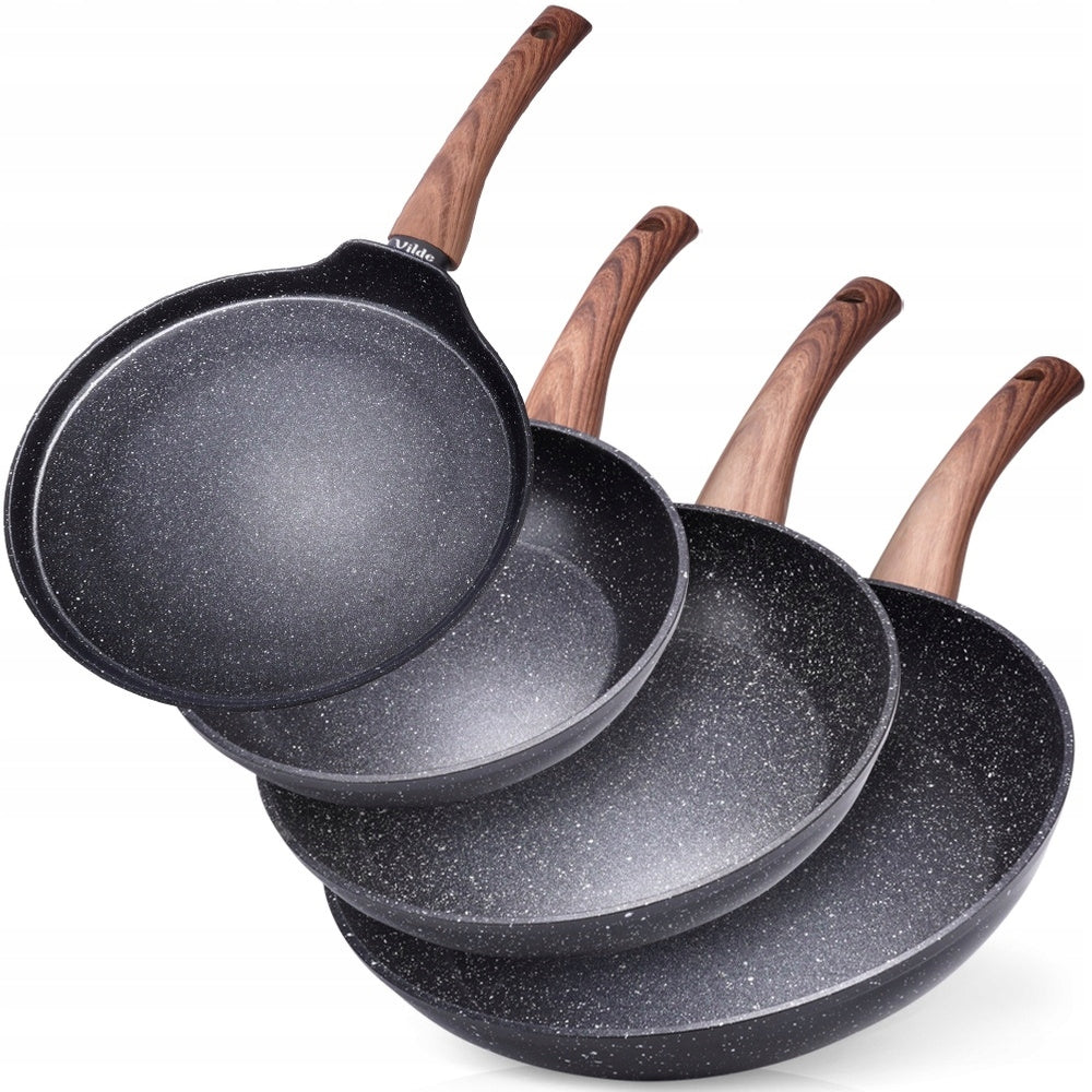 3x Granito keptuvių rinkinys kepimui 20 24 28 cm + blynų keptuvė