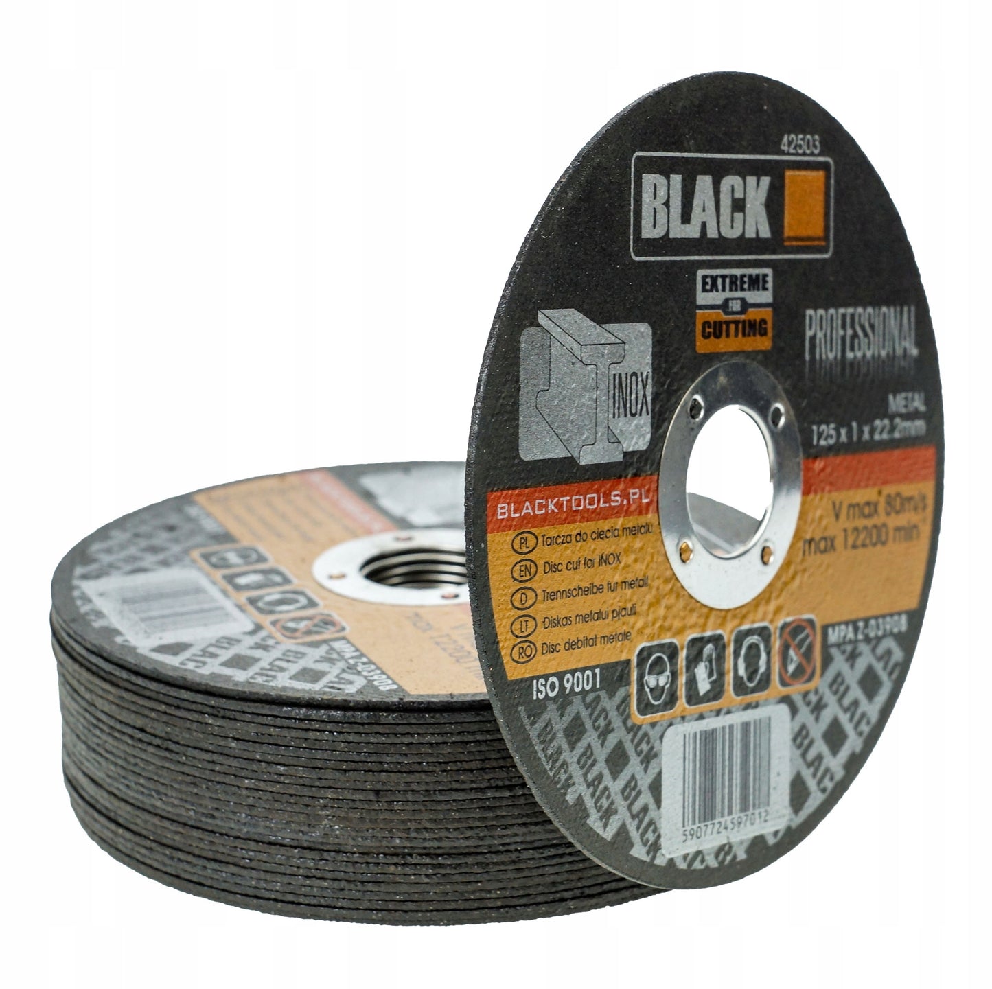 50 vnt. Pjovimo diskai metalui 125x1 INOX tvirti BLACK PREMIUM LINE
