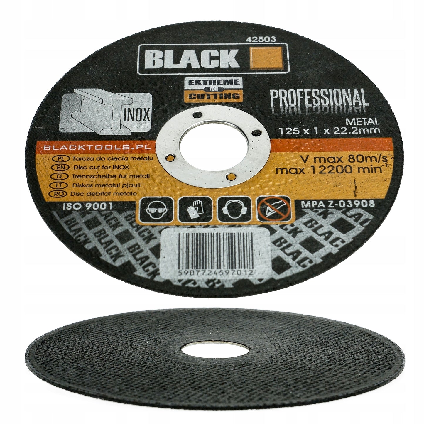 50 vnt. Pjovimo diskai metalui 125x1 INOX tvirti BLACK PREMIUM LINE
