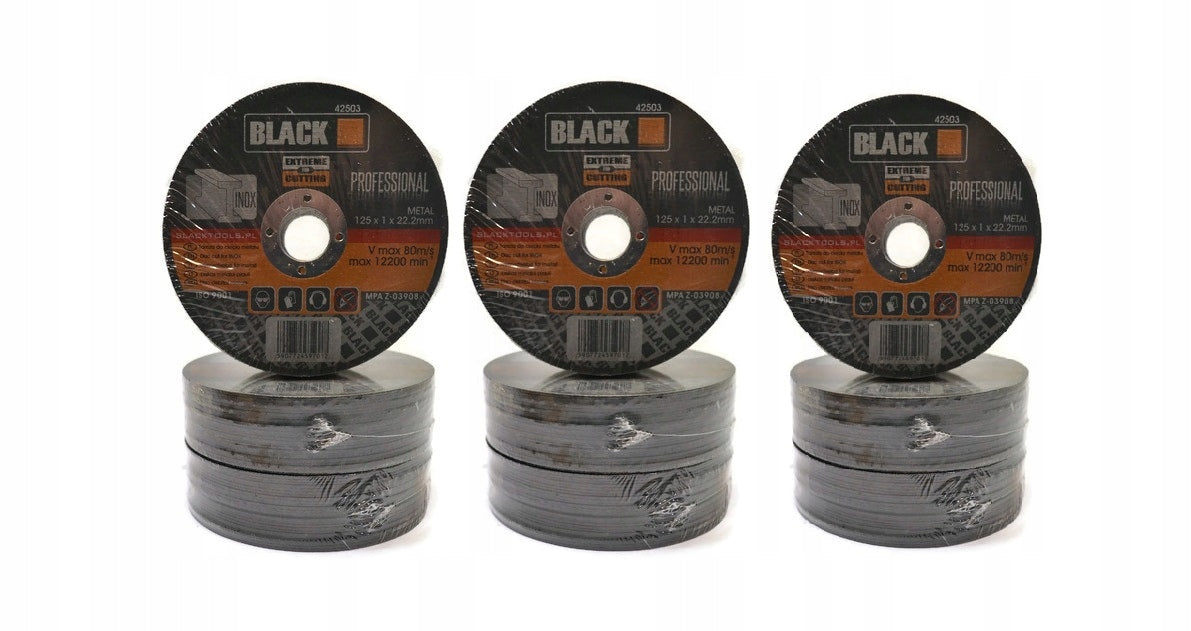 50 vnt. Pjovimo diskai metalui 125x1 INOX tvirti BLACK PREMIUM LINE