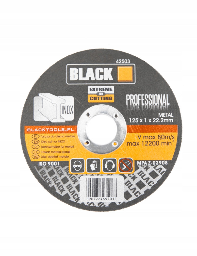 50 vnt. Pjovimo diskai metalui 125x1 INOX tvirti BLACK PREMIUM LINE