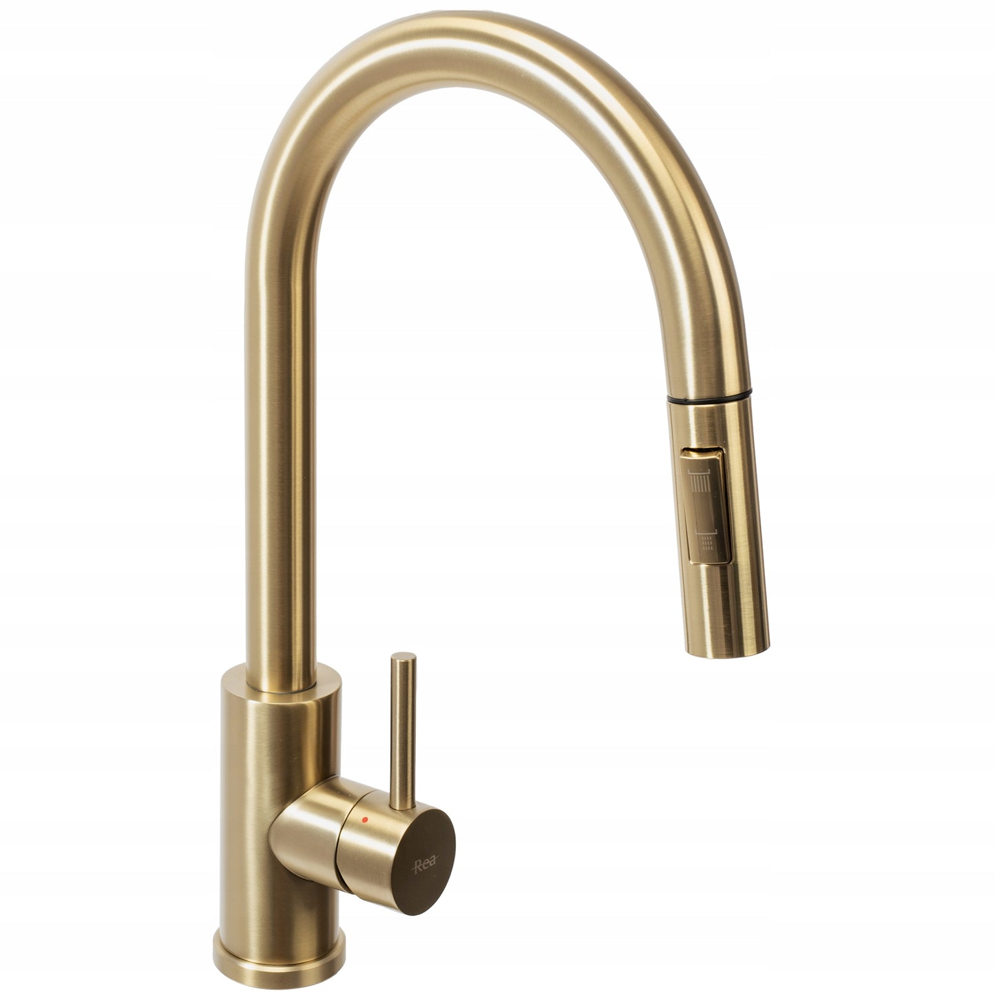 Auksinis virtuvinis maišytuvas REA FRESH GOLD su ištraukiamu snapeliu, aukštas 39,5 cm
