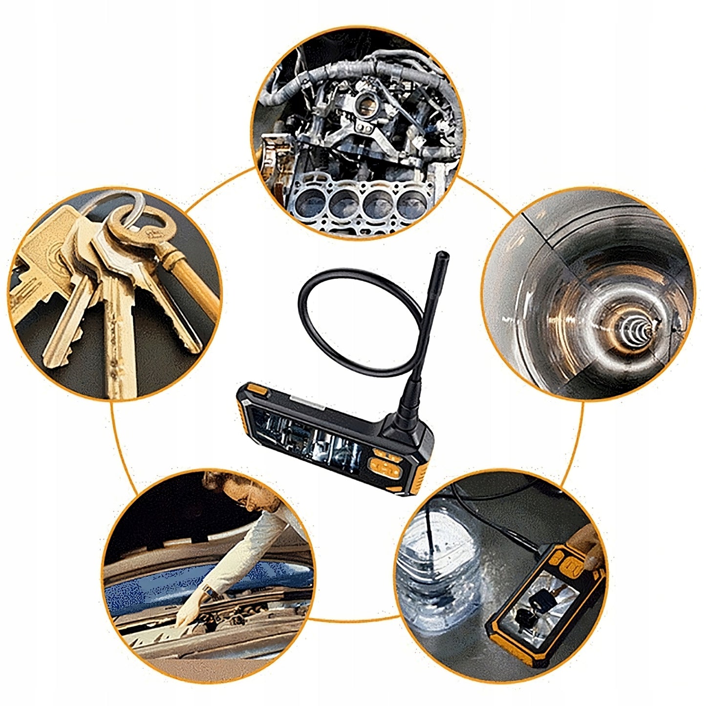 INSPEKCINĖ ENDOSKOPINĖ KAMERA 3M LCD HD 4,3" 8MM FULL HD 360° MICRO SD 64GB