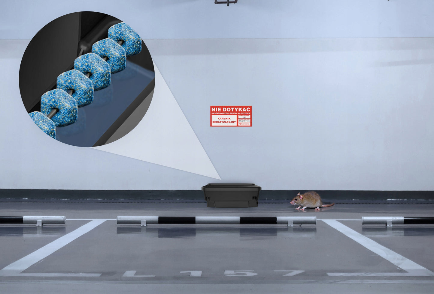 Deratizacijos stotelė
Lesyklėlė nuodams nuo pelių ir žiurkių NO PEST + raktelis