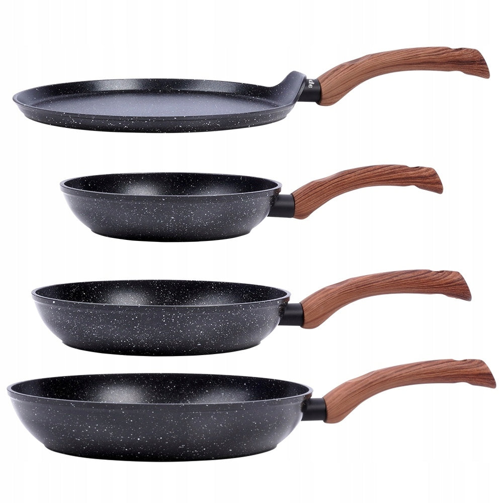3x Granito keptuvių rinkinys kepimui 20 24 28 cm + blynų keptuvė