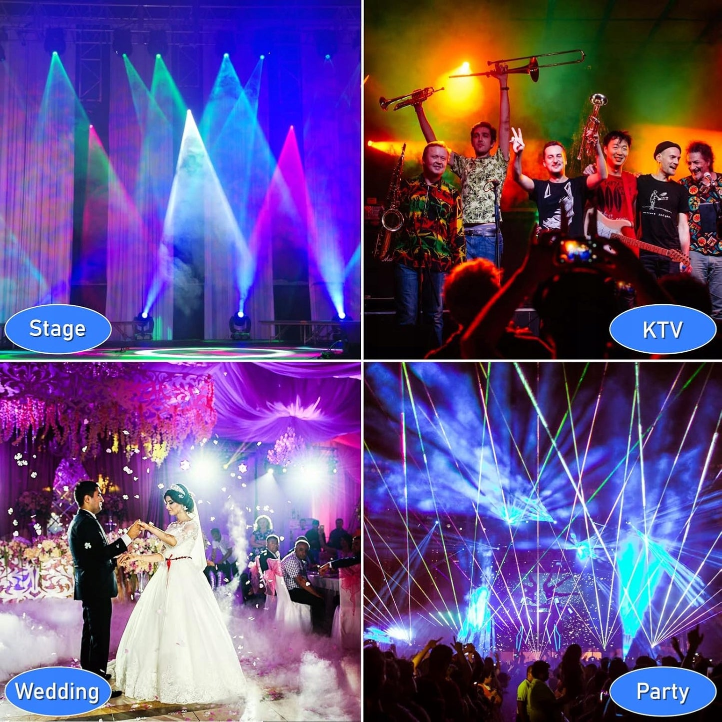 Spalvotas diskotekos apšvietimas 128 RGBW vakarėlio prožektorius, 2 vnt. rinkinys