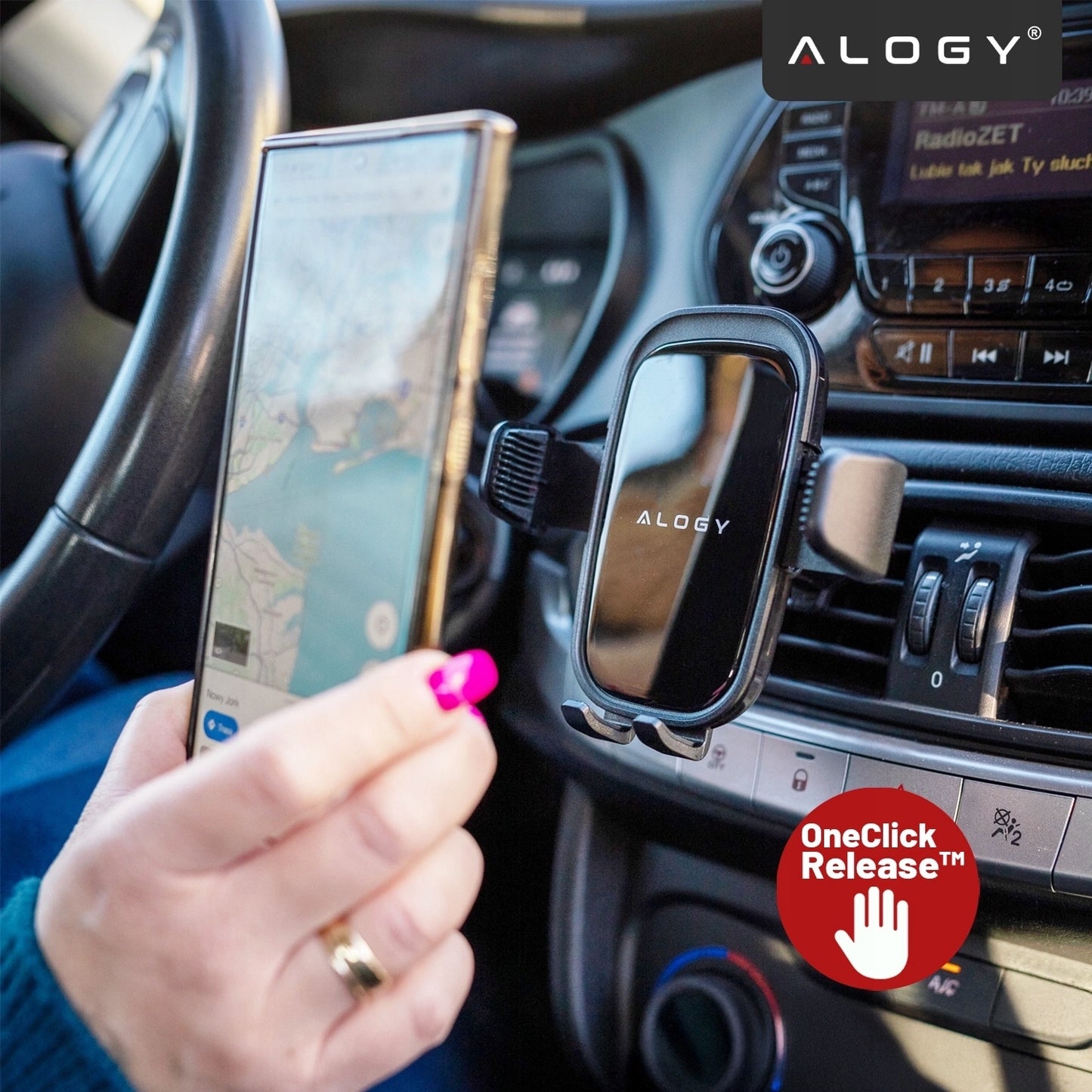 Tvirtas automobilinis telefono laikiklis ant priekinio stiklo, prietaisų skydelio, ventiliacijos grotelių