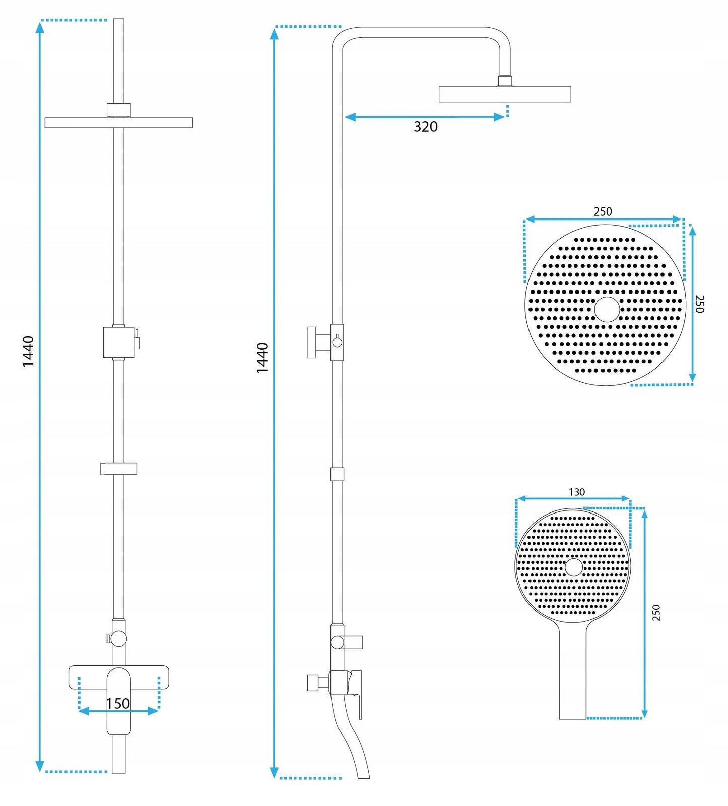 Dušo komplektas REA BLOOM Baltas Chromas WHITE CHROME