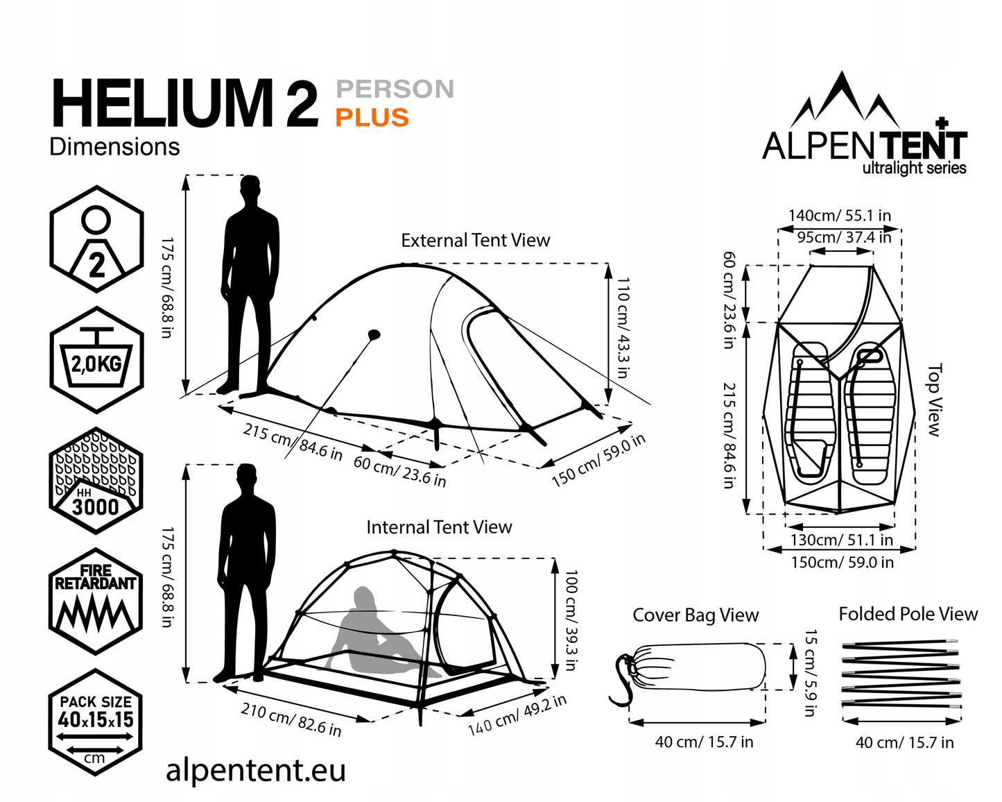 AlpenTent Helium 2 Plus - Ultralengva dviguba palapinė