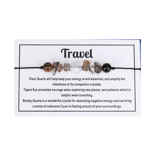 Gydomoji apyrankė "Kellionė" kalnų krištolas, tigro akis, dūminis kvarcas