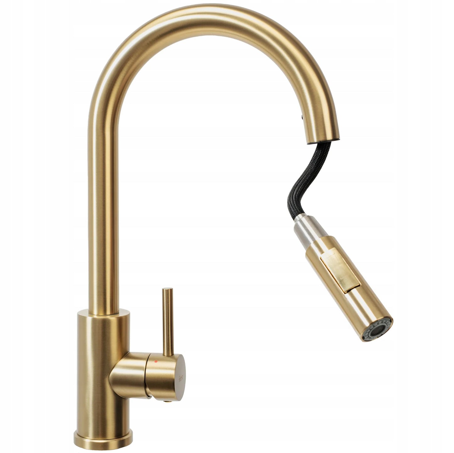 Auksinis virtuvinis maišytuvas REA FRESH GOLD su ištraukiamu snapeliu, aukštas 39,5 cm