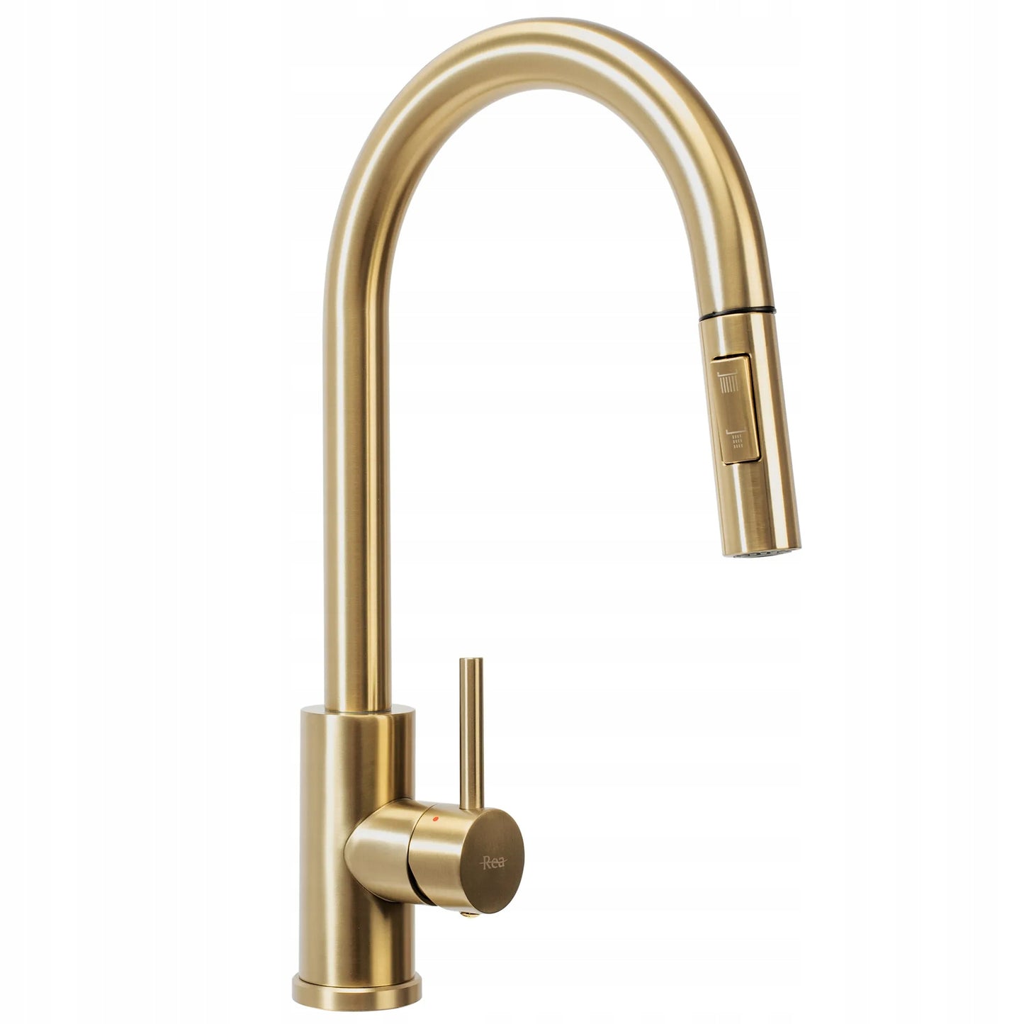 Auksinis virtuvinis maišytuvas REA FRESH GOLD su ištraukiamu snapeliu, aukštas 39,5 cm