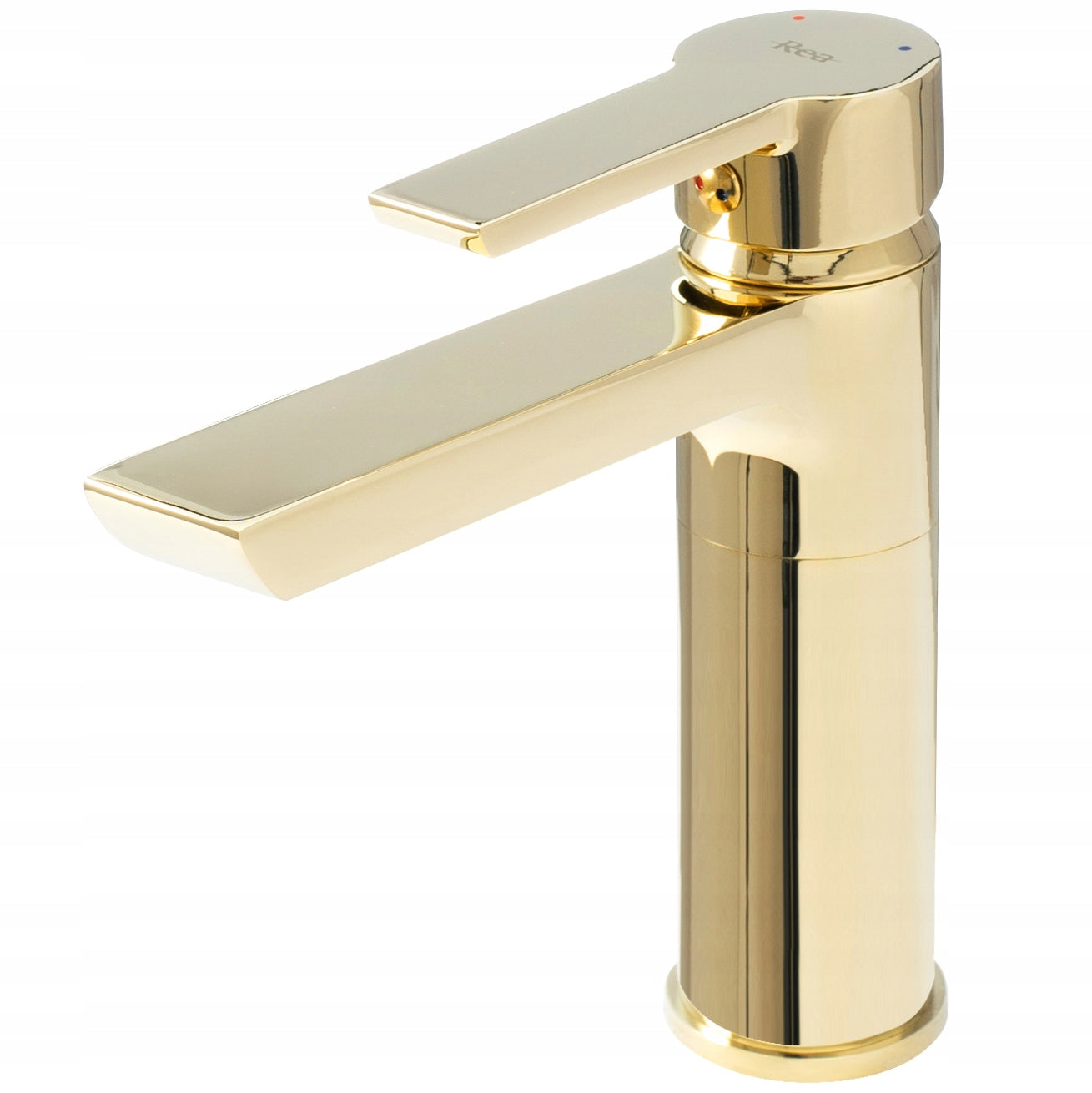 Žemas REA ARGUS GOLD auksinis blizgus modernus praustuvo maišytuvas