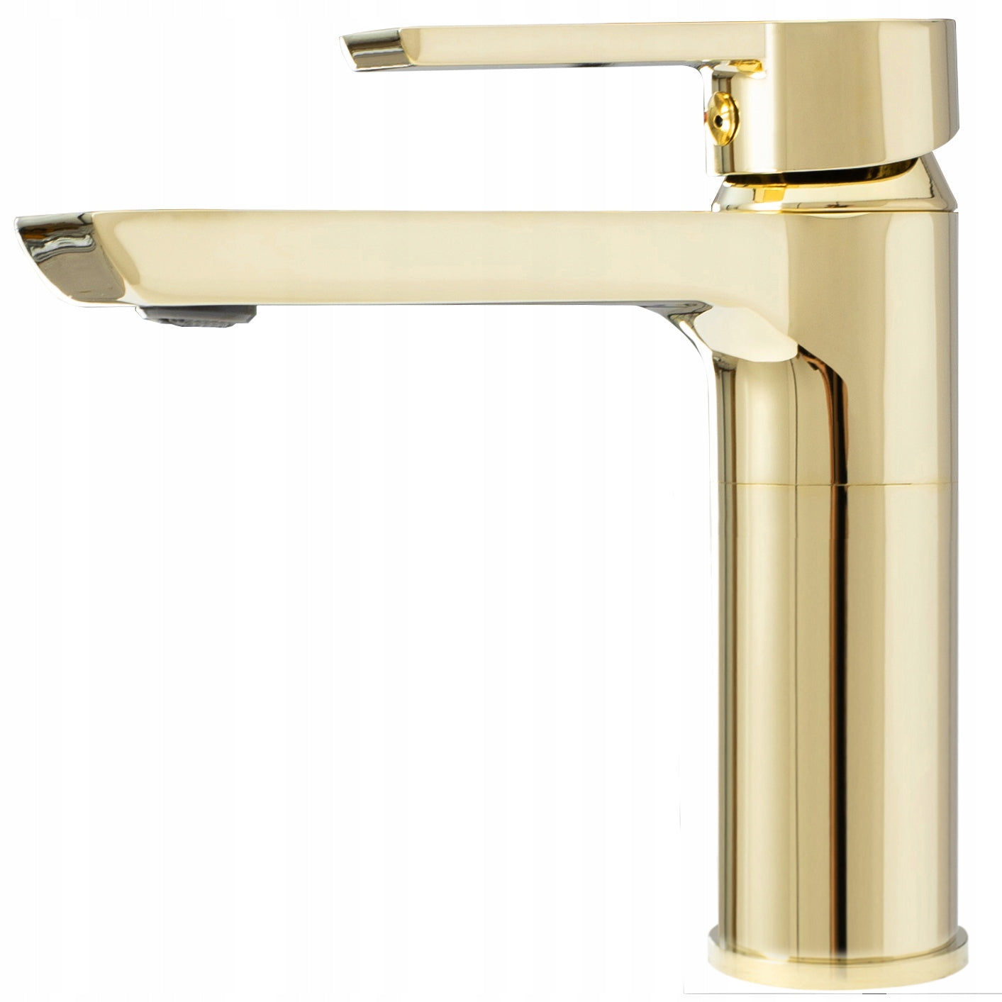 Žemas REA ARGUS GOLD auksinis blizgus modernus praustuvo maišytuvas