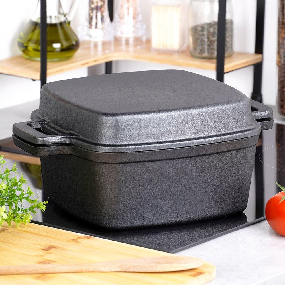 Ketaus troškintuvas/puodas 4,5L + keptuvė 2in1