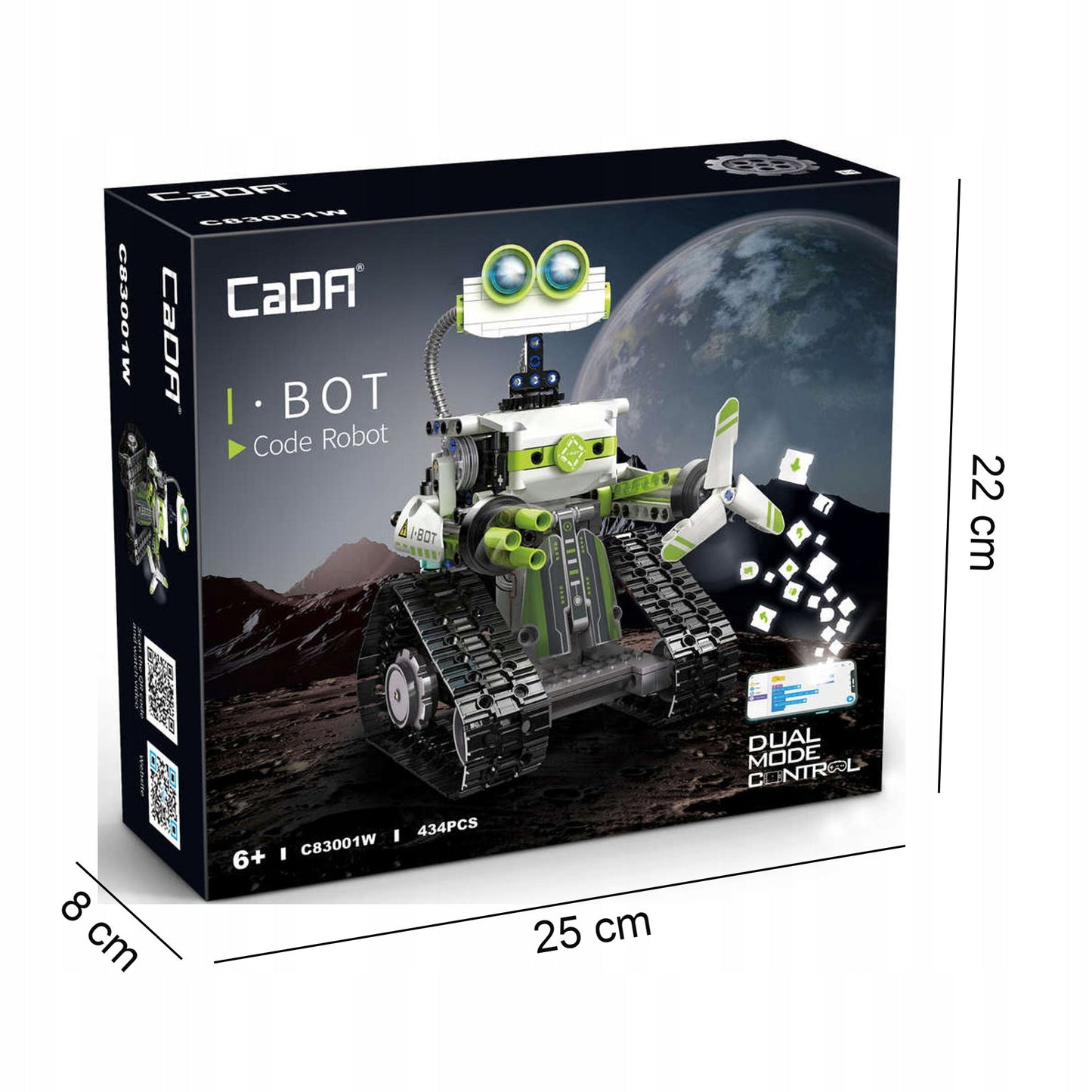 CADA KONSTRUKTORIUS TECHNIC PROGRAMUOJAMAS ROBOTAS BOT 434 DALYS VALDOMAS SU LED