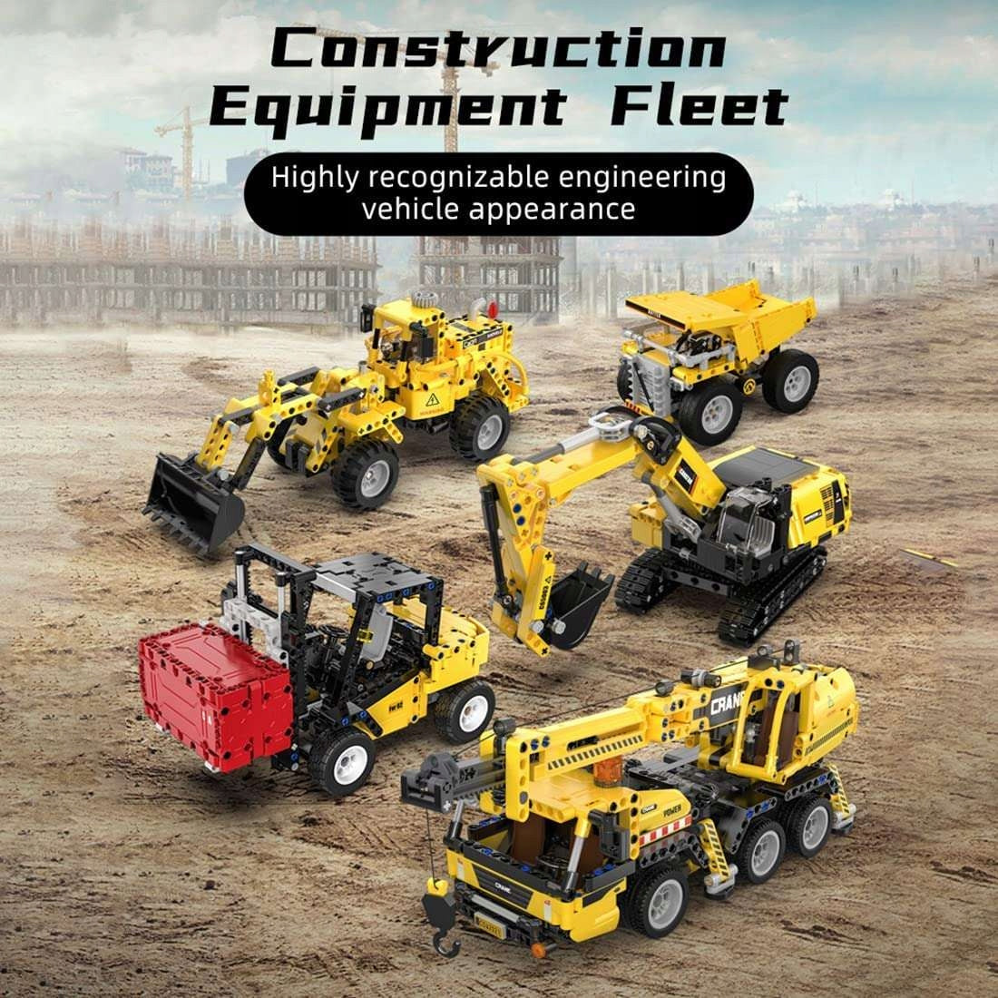CADA TECHNIC STATYBINIAI BLOKELIAI KRANAS 37 CM DIDELĖ STATYBINĖ TRANSPORTO PRIEMONĖ 658 EL.