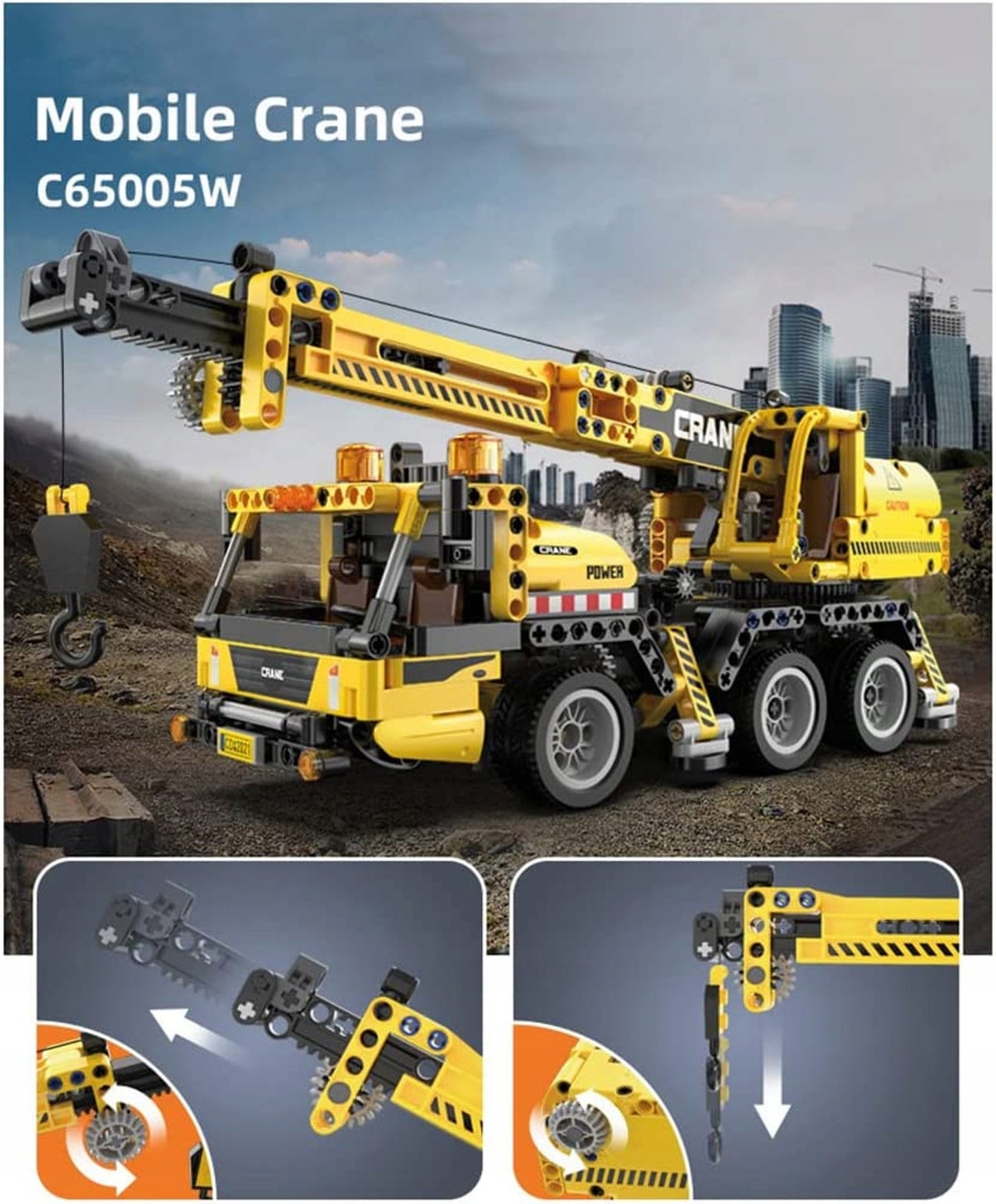 CADA TECHNIC STATYBINIAI BLOKELIAI KRANAS 37 CM DIDELĖ STATYBINĖ TRANSPORTO PRIEMONĖ 658 EL.