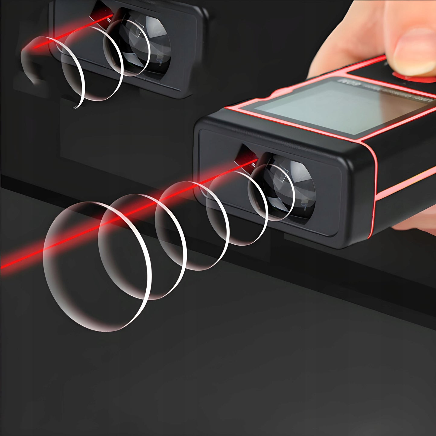 Lazerinis atstumo matuoklis skaitmeninis kampainis (inclinometras) matuoklis, gulsčiukas, atmintis 40m