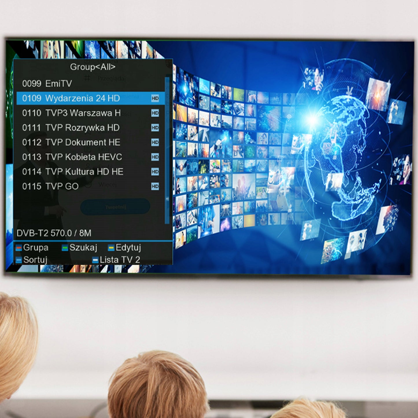 Antžeminės televizijos imtuvas-derintuvas Full HD DVB-T2 HEVC H.265 Universalus