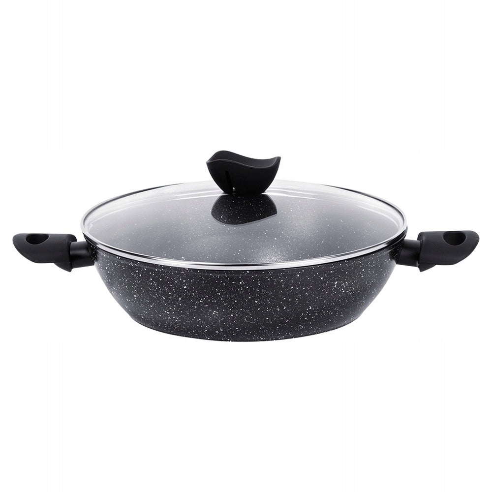 Didelė keptuvė su dangčiu maisto kepimui ir troškinimui, gilus puodas/keptuvė 28 cm