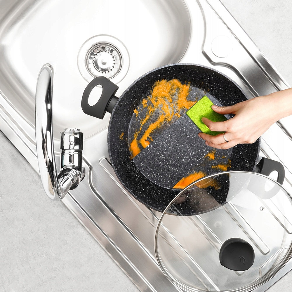 Didelė keptuvė su dangčiu maisto kepimui ir troškinimui, gilus puodas/keptuvė 28 cm