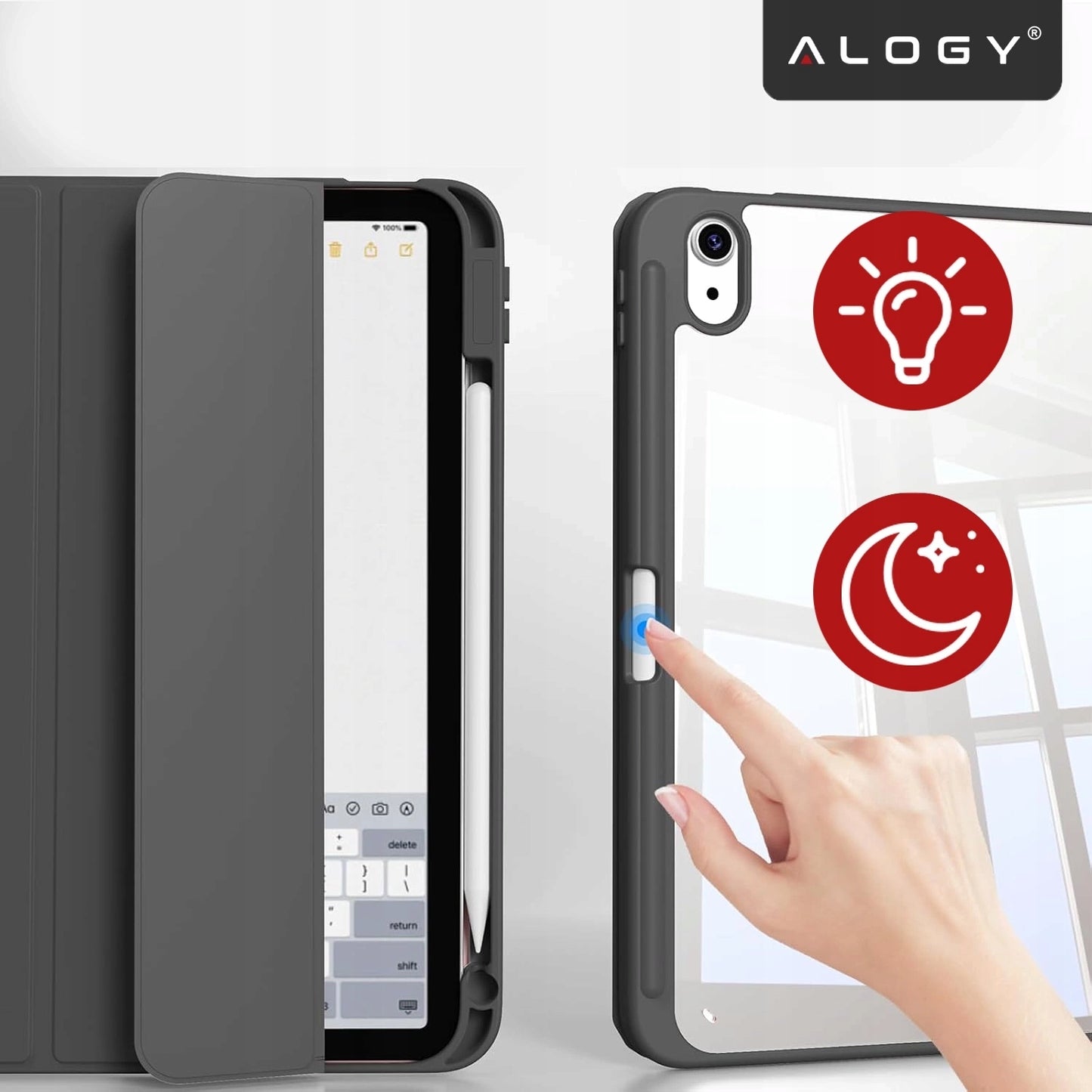 Hibridinis dėklas su atverčiamu dangteliu, skirtas iPad 10.9" 10-os kartos 2022, iPad 11" A16 11-os kartos 2025