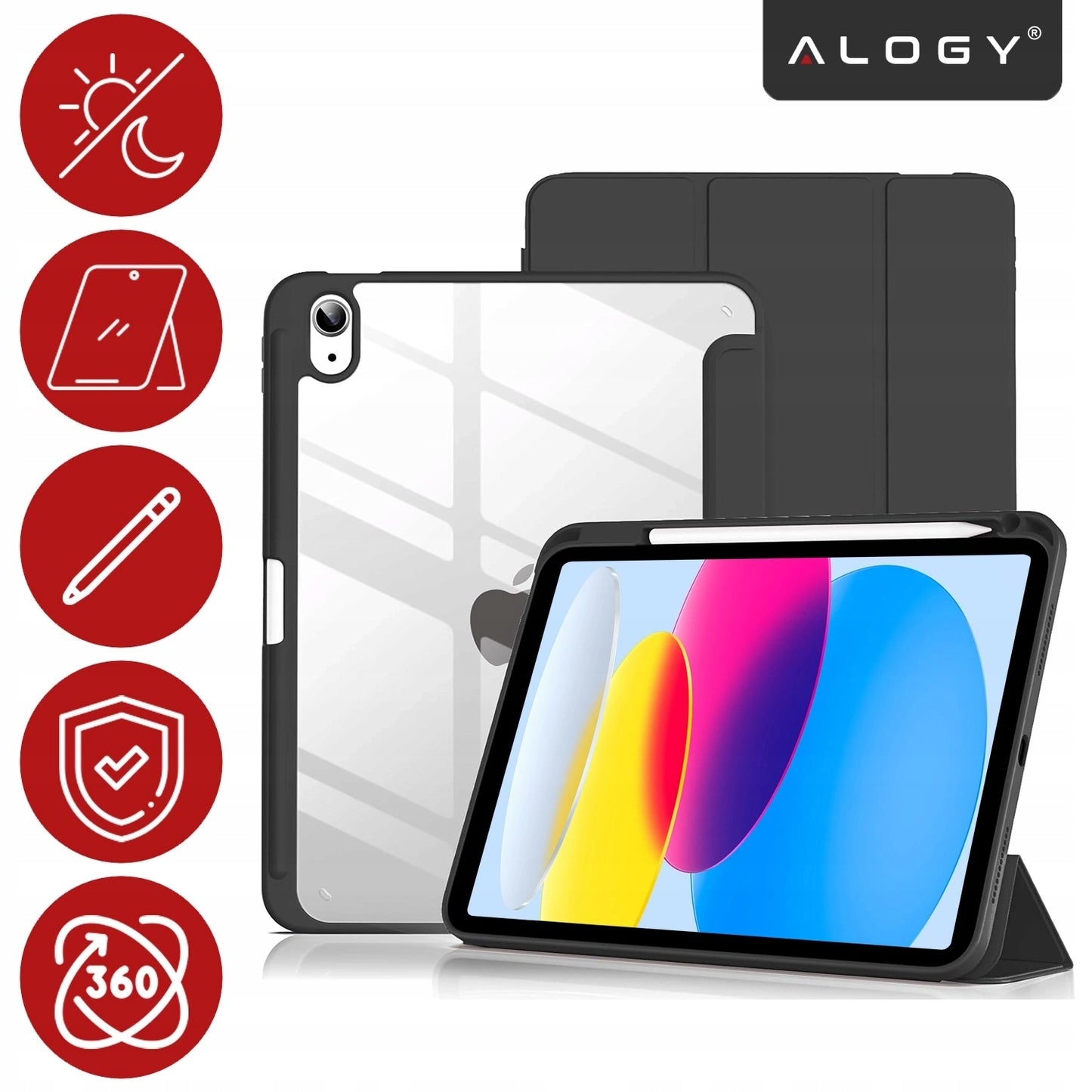 Hibridinis dėklas su atverčiamu dangteliu, skirtas iPad 10.9" 10-os kartos 2022, iPad 11" A16 11-os kartos 2025