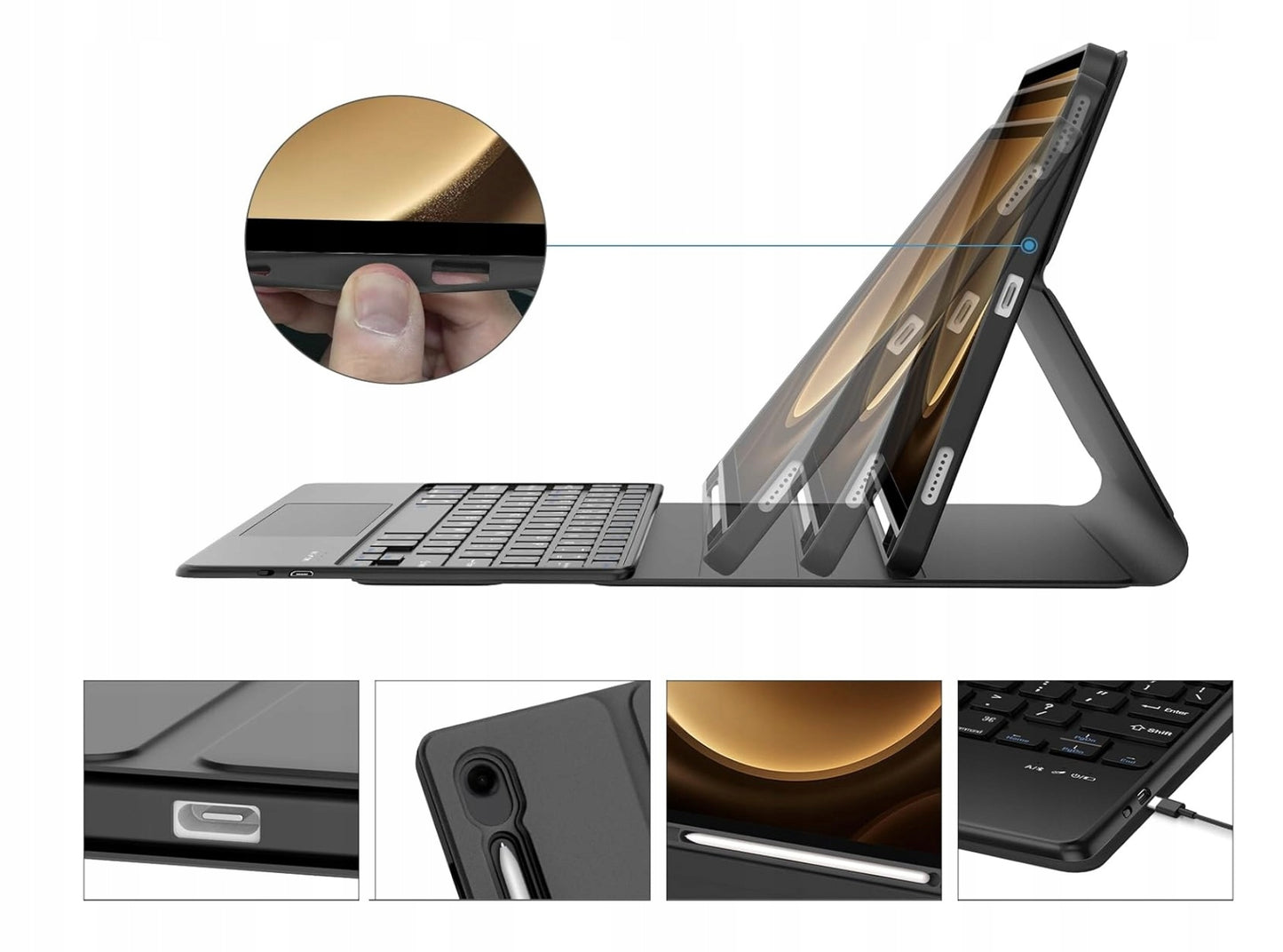 Dėklas su klaviatūra ir lietimės skydeliu (touchpad) skirta Samsung Galaxy Tab S10 FE Plus S10 FE+ 13.1"