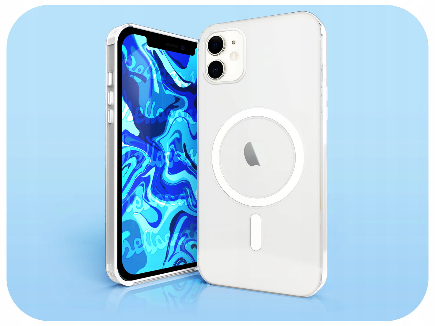 Magnetinis permatomas „Magsafe“ dėklas, skirtas iPhone 12 MINI, su 5D 9H stiklu