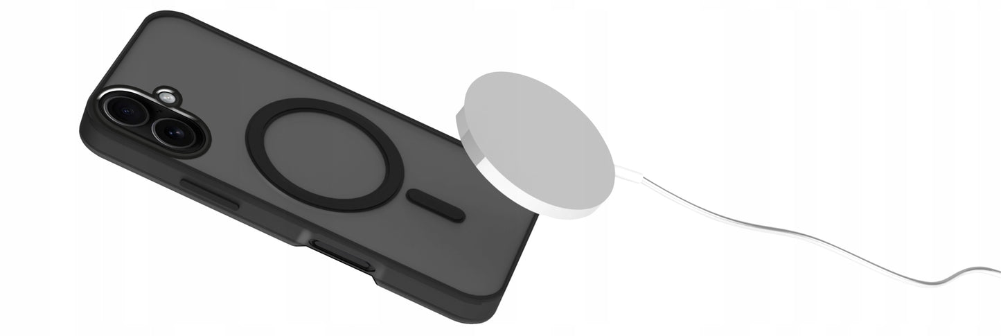 Dėklas iPhone 16 (Magsafe, Magnetinis, Matinis, Juodas, Patvarus) + Stiklas