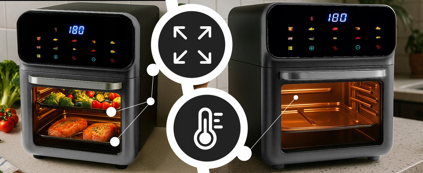 FRYTKOWNICA BEZTŁUSZCZOWA AIR FRYER 12 L KARŠTO ORO GRUZINTUVĖ 1350 W 10 REŽIMŲ AIRFRYER