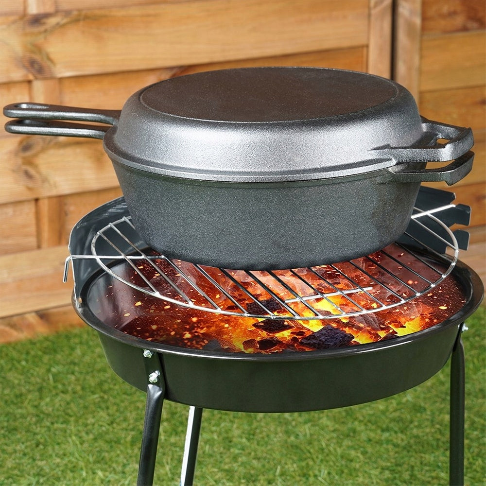 Ketaus puodas, troškintuvas, keptuvė 2in1 kepimui, skrudinimui, troškinimui