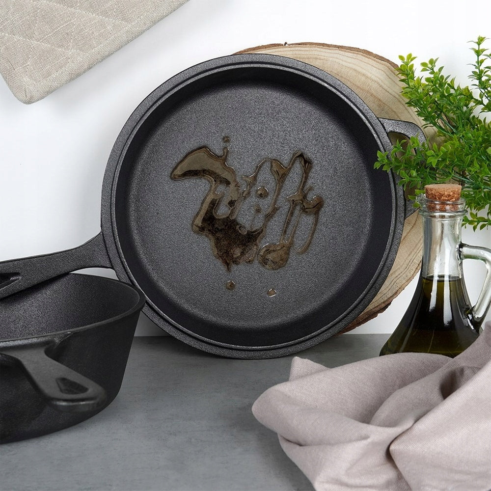 Ketaus puodas, troškintuvas, keptuvė 2in1 kepimui, skrudinimui, troškinimui