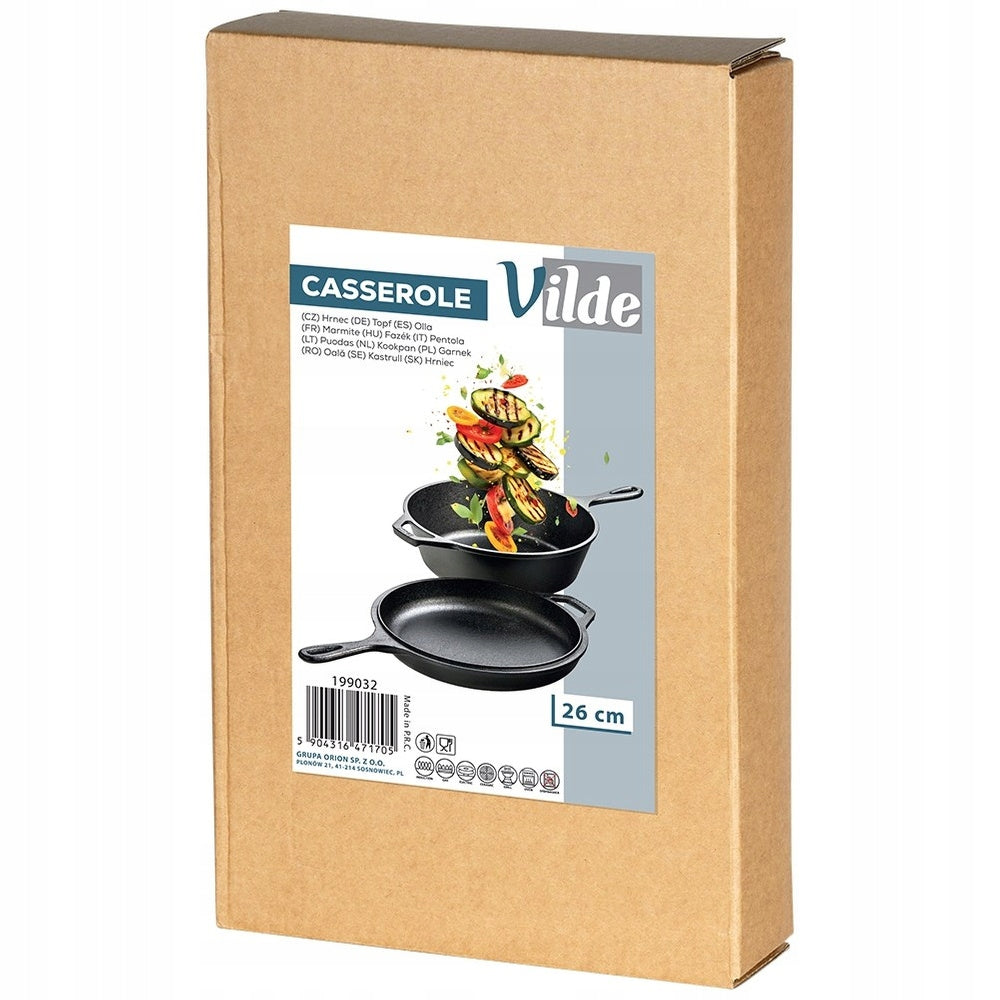 Ketaus puodas, troškintuvas, keptuvė 2in1 kepimui, skrudinimui, troškinimui