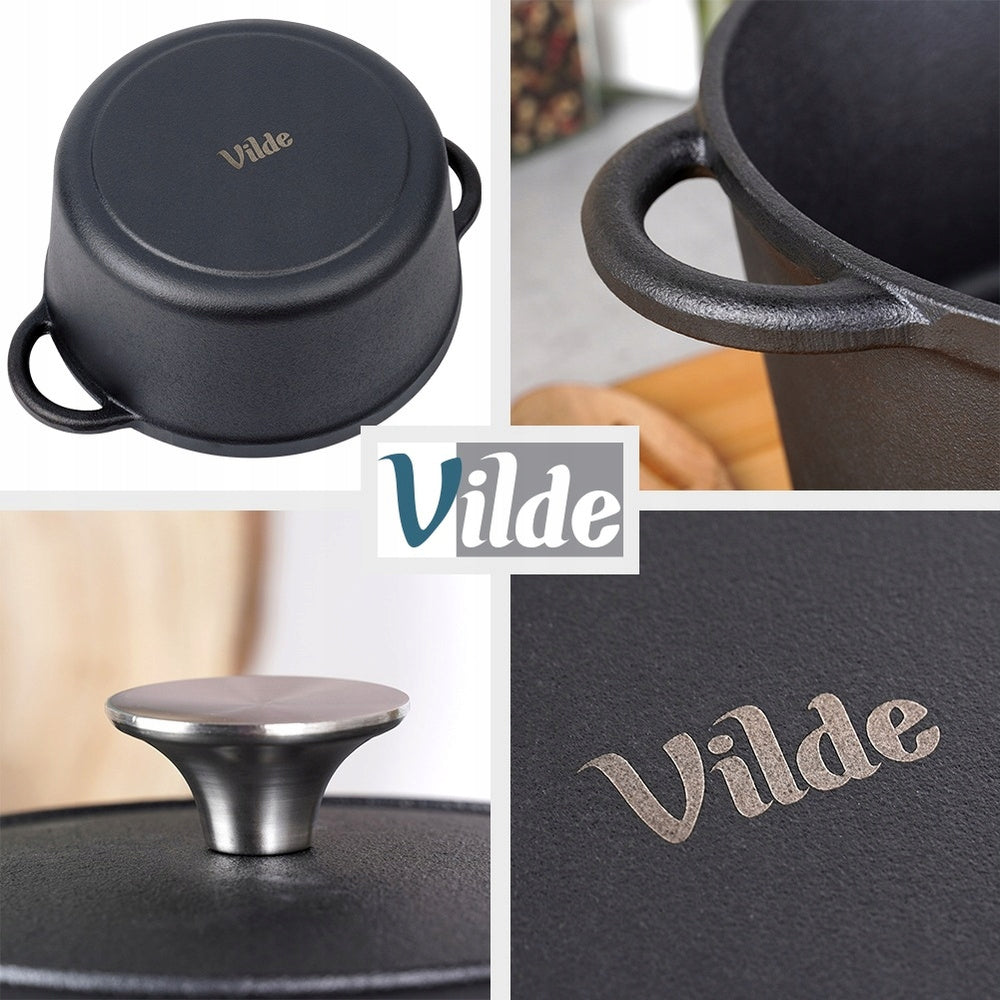 Ketaus puodas su dangčiu, troškintuvui gaminti maistą, kepti, troškinti 5,6L