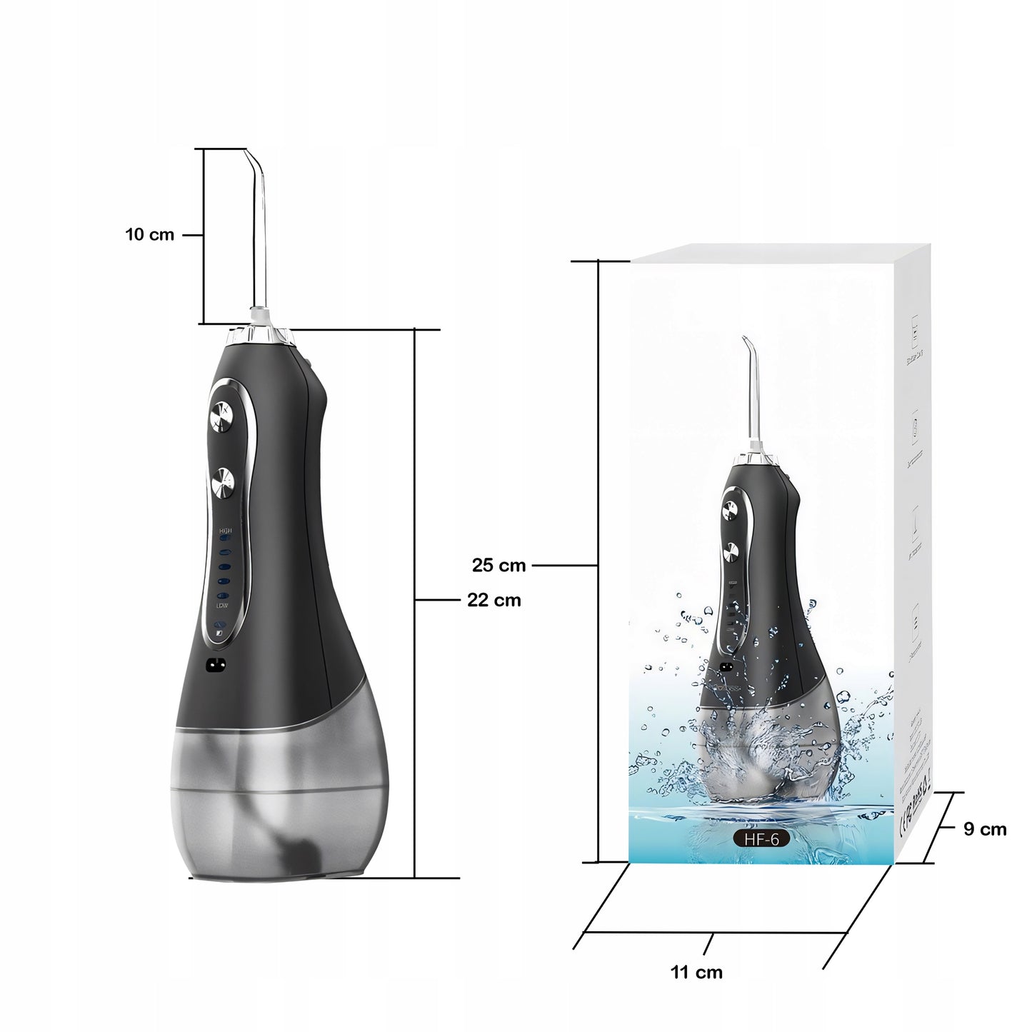 Belaidis dantų irigatorius, stomatologinis, 5 režimų, 8 antgalių, 300ml + dėklas