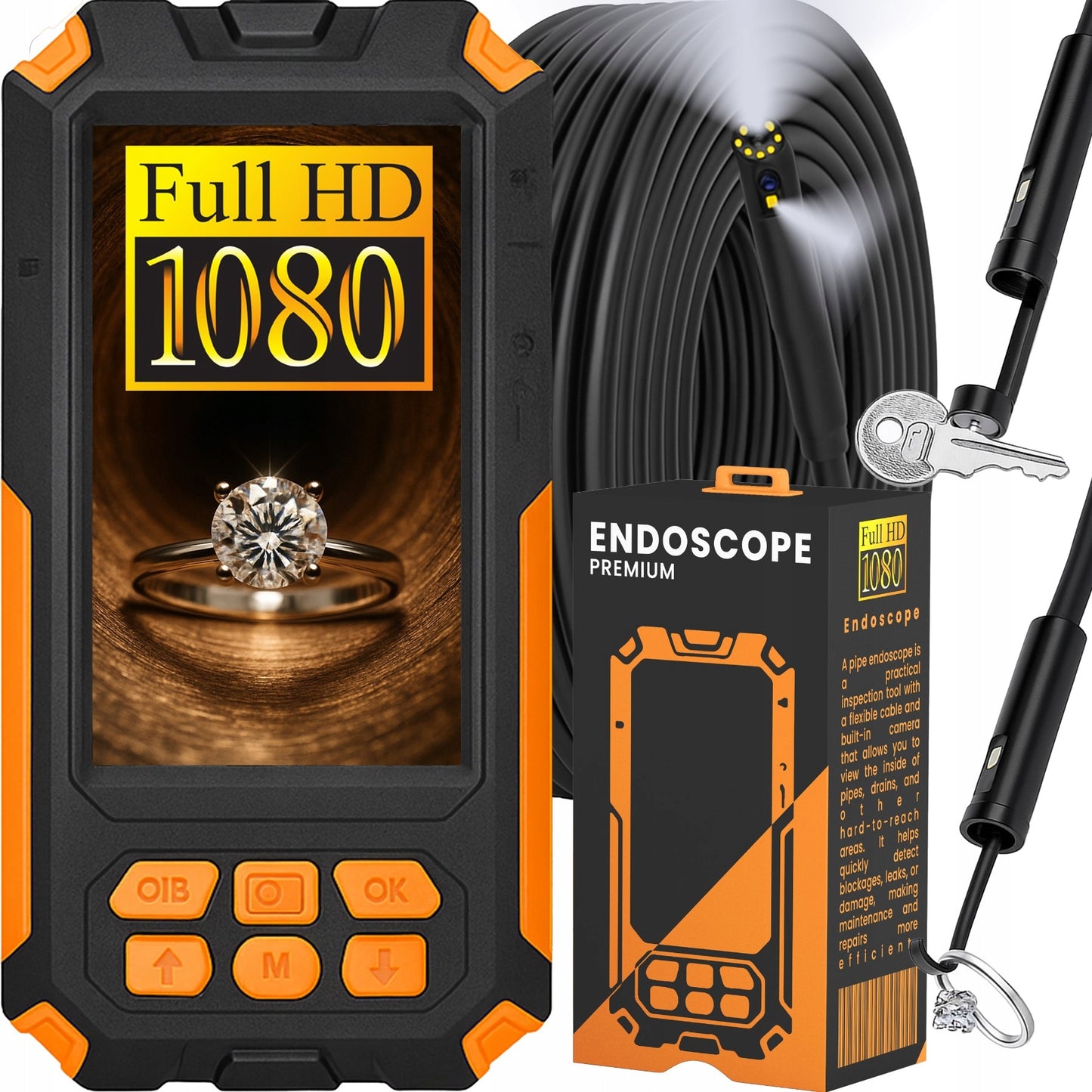 Lankstus endoskopo apžiūros kamera 5 m 9 LED 2x Full HD ekranas