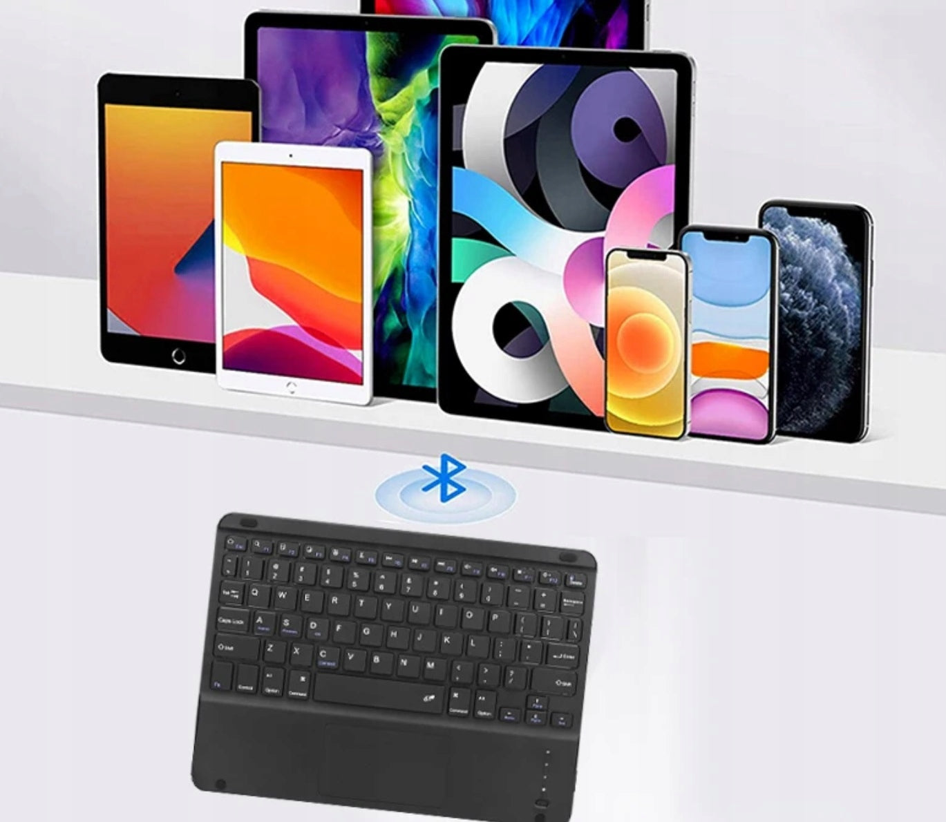 Belaidė Bluetooth klaviatūra su Touchpad, skirta SAMSUNG APPLE LENOVO XIAOMI