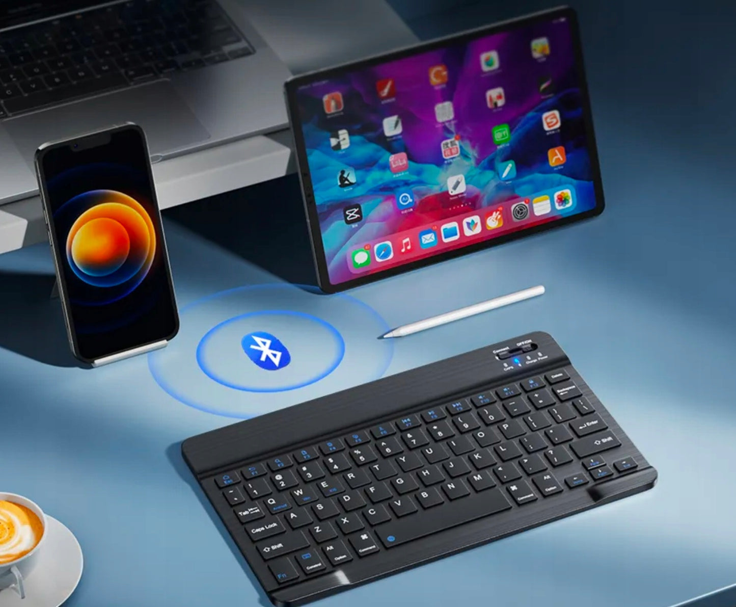Belaidė Bluetooth klaviatūra skirta SAMSUNG APPLE LENOVO XIAOMI HUAWEI