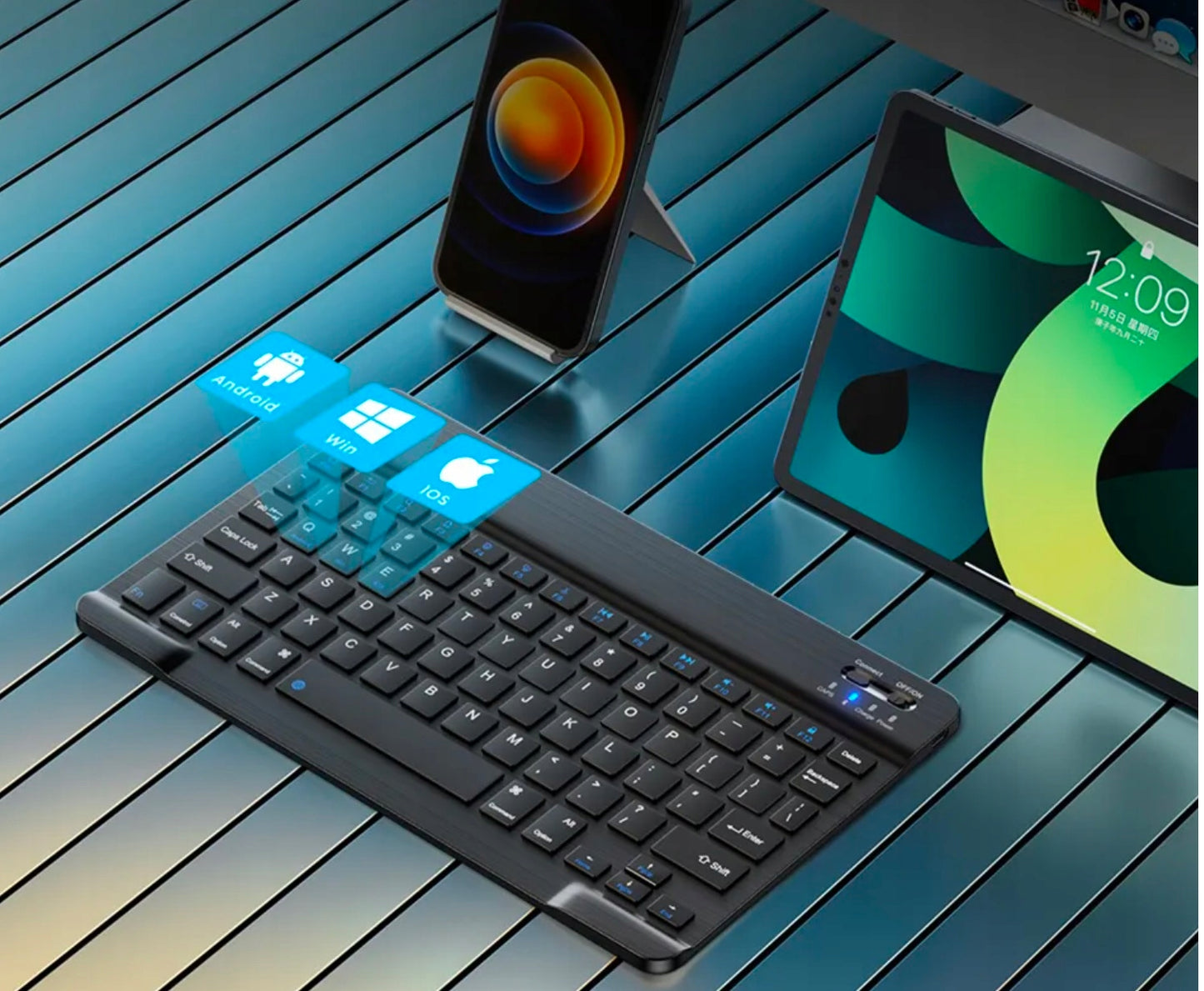 Belaidė Bluetooth klaviatūra skirta SAMSUNG APPLE LENOVO XIAOMI HUAWEI