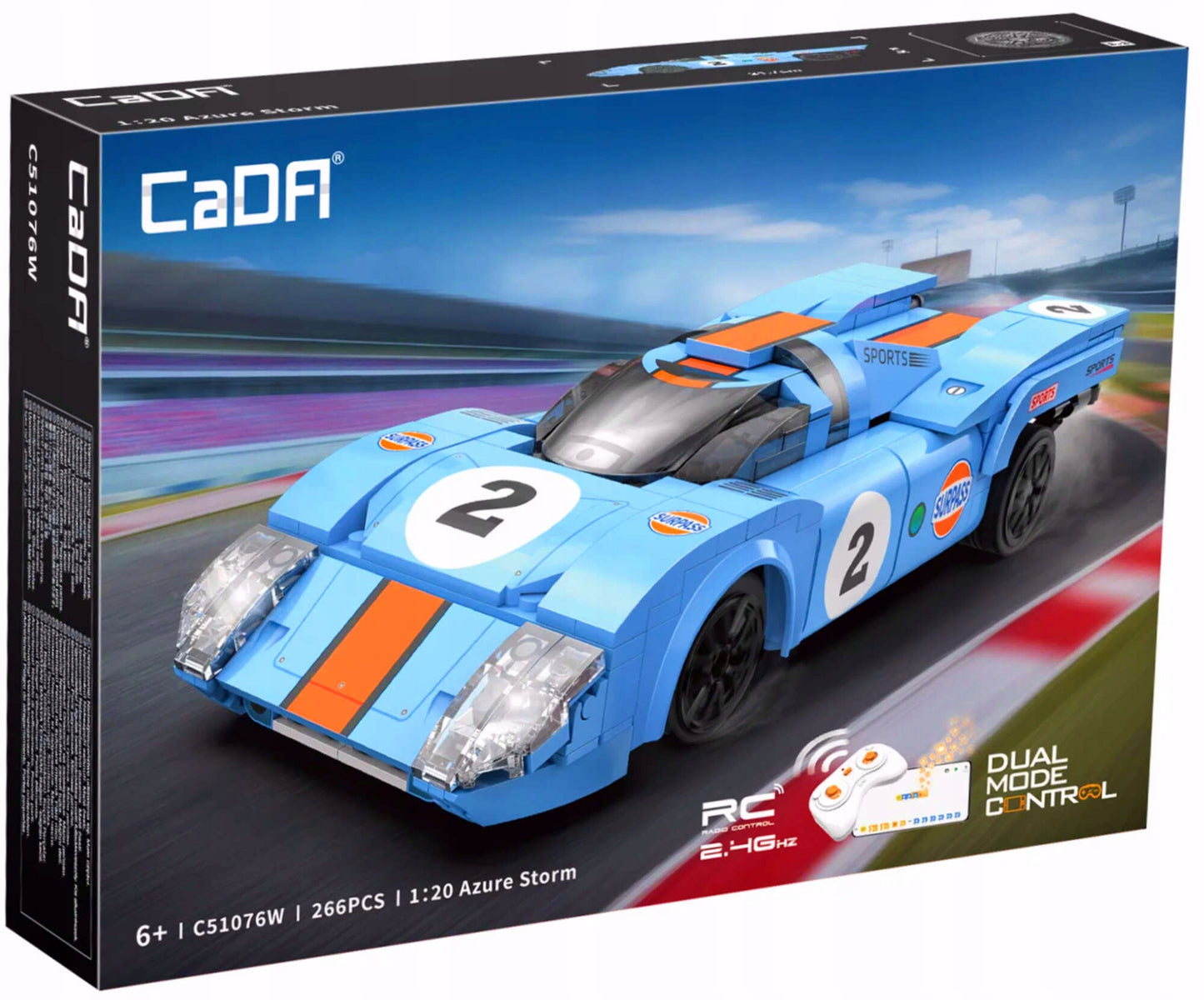 Konstruktorius CADA RC sportinis automobilis AZURE STORM CHAMPIONS valdomas nuotoliniu būdu 266 el.