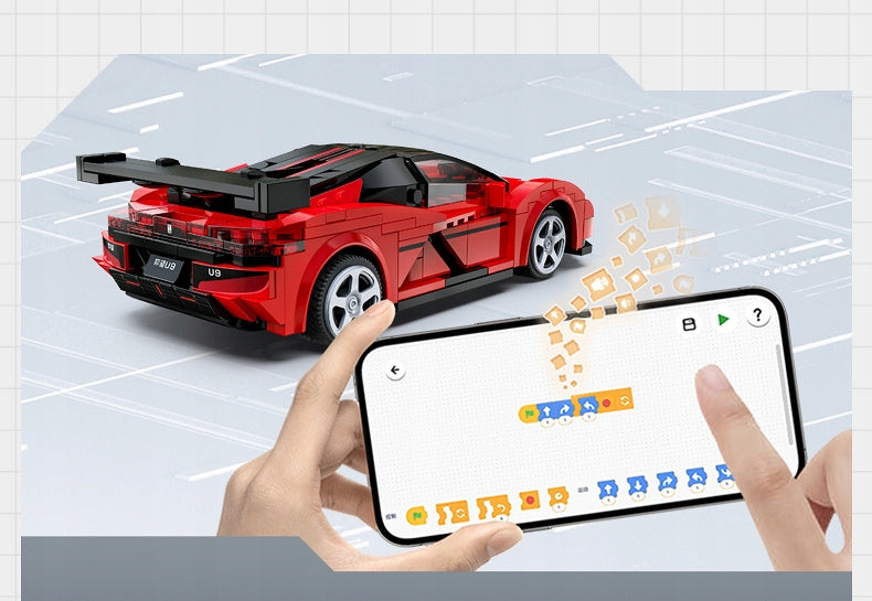 Statybiniai blokeliai CaDA Lenktyninis automobilis YANGWANG U9 Nuotoliniu būdu valdomas automobilis 299 dalys