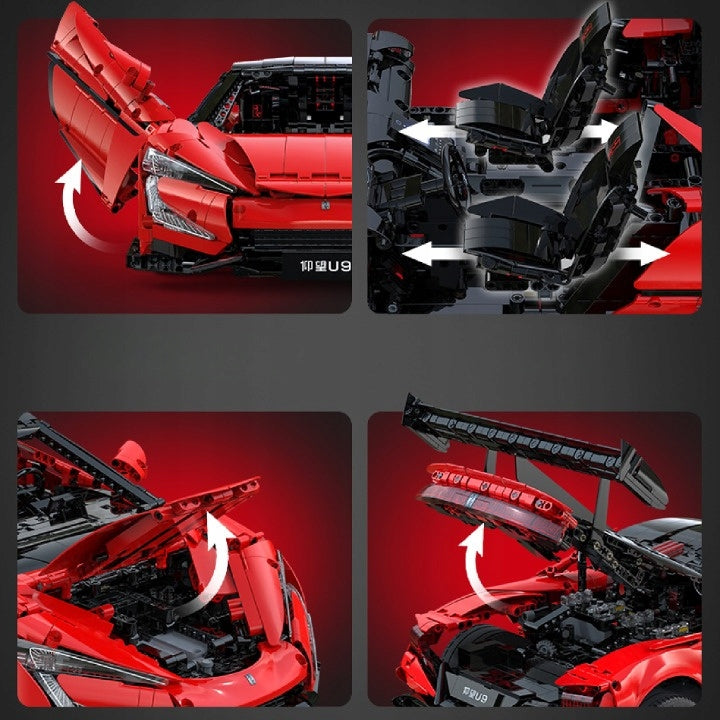 Konstrukcinės detalės CaDA YANGWANG U9 BYD 1:8 Nuotoliniu būdu valdomas rinkinys 3671 elementų Šokantis